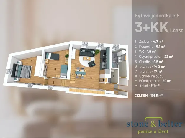 Prodej bytu 3+kk, Vrchlabí, Peklo, 95 m2