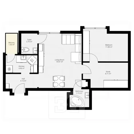Pronájem bytu 3+1, Praha - Střešovice, Na Malovance, 52 m2