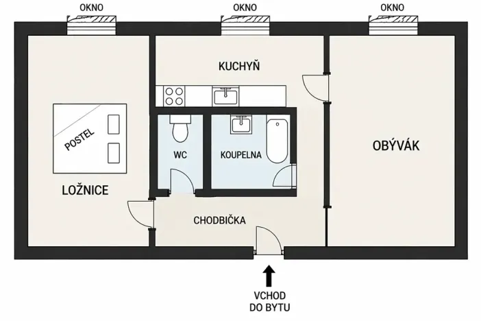 Prodej bytu 2+1, Praha - Libeň, Sokolovská, 51 m2
