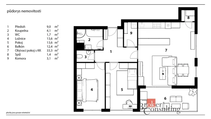Pronájem bytu 3+kk, Praha - Dolní Měcholupy, Kryšpínova, 79 m2