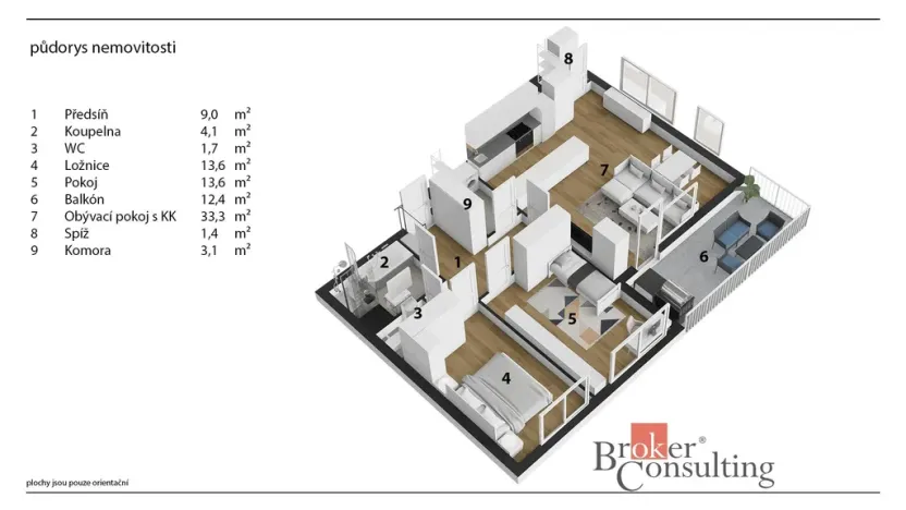 Pronájem bytu 3+kk, Praha - Dolní Měcholupy, Kryšpínova, 79 m2