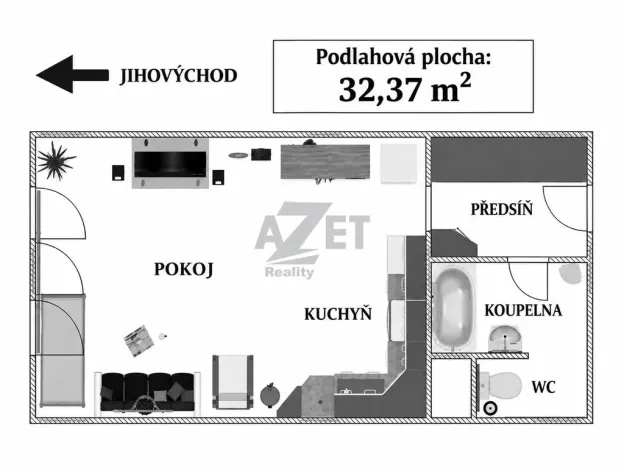 Pronájem bytu 1+kk, Orlová - Lutyně, F. S. Tůmy, 32 m2