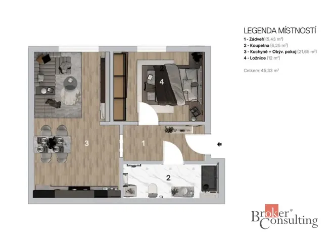 Prodej bytu 2+kk, Ostrava - Slezská Ostrava, Kovařovicova, 45 m2