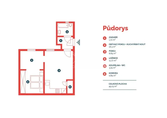 Pronájem bytu 2+kk, Praha - Vysočany, U vysočanského pivovaru, 47 m2