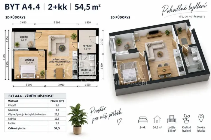 Pronájem bytu 2+kk, Praha - Střížkov, Střížkovská, 55 m2
