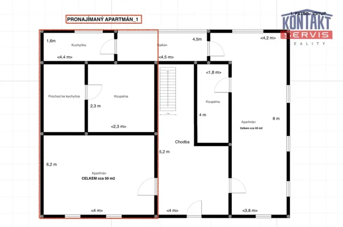 Pronájem bytu 1+kk, Prachatice - Oseky, 50 m2