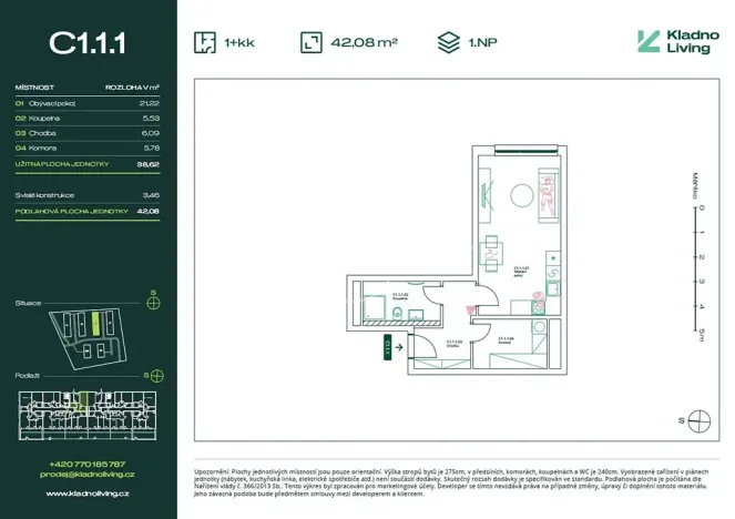 Prodej bytu 1+kk, Kladno, Pražská, 39 m2