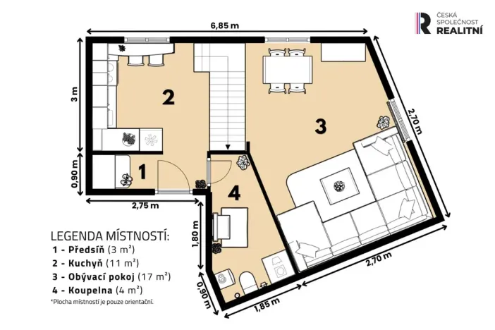 Prodej bytu 3+kk, Praha - Vršovice, Kodaňská, 72 m2