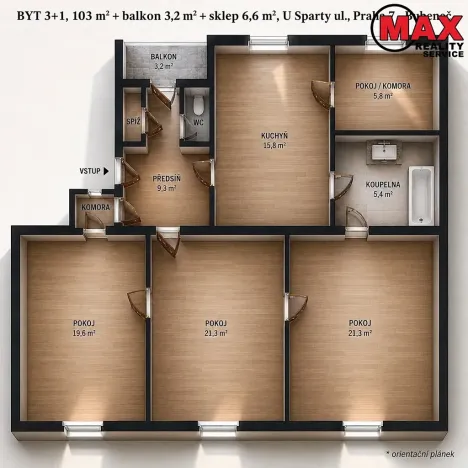 Prodej bytu 3+1, Praha - Bubeneč, U Sparty, 103 m2
