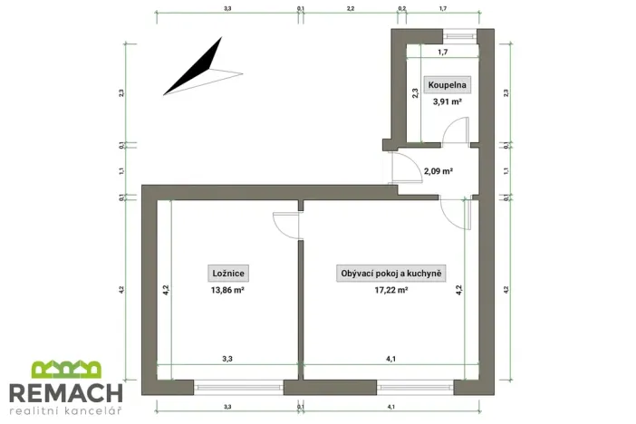 Pronájem bytu 2+kk, Uherské Hradiště - Mařatice, Sokolovská, 42 m2