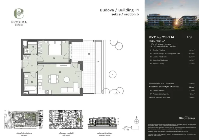 Prodej bytu 2+kk, Praha - Dolní Chabry, Velemínská, 53 m2