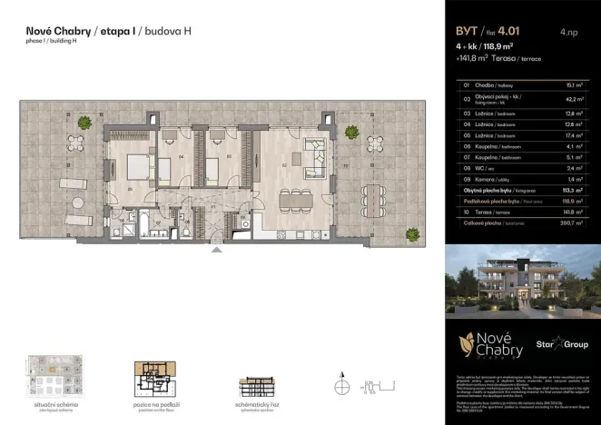 Prodej bytu 4+kk, Praha - Dolní Chabry, Velemínská, 118 m2