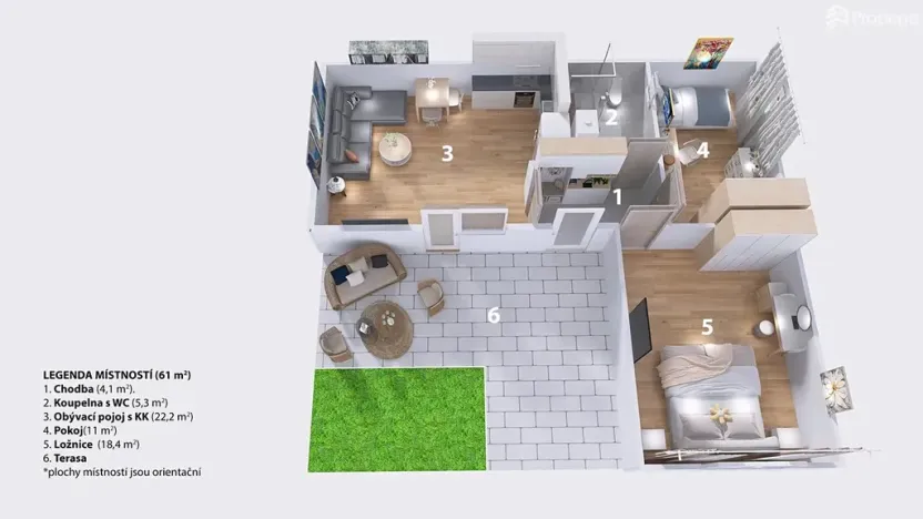 Pronájem bytu 3+kk, Brno, Pod Mniší horou, 61 m2