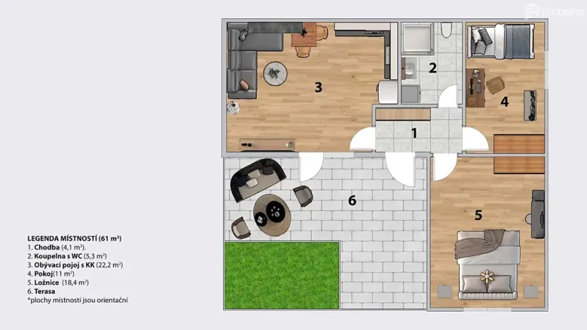 Pronájem bytu 3+kk, Brno, Pod Mniší horou, 61 m2