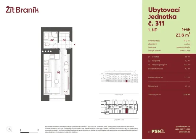 Prodej bytu 1+kk, Praha, Ke Krči, 20 m2