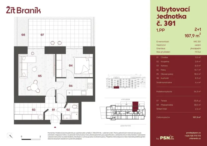 Prodej bytu 2+1, Praha, Ke Krči, 50 m2