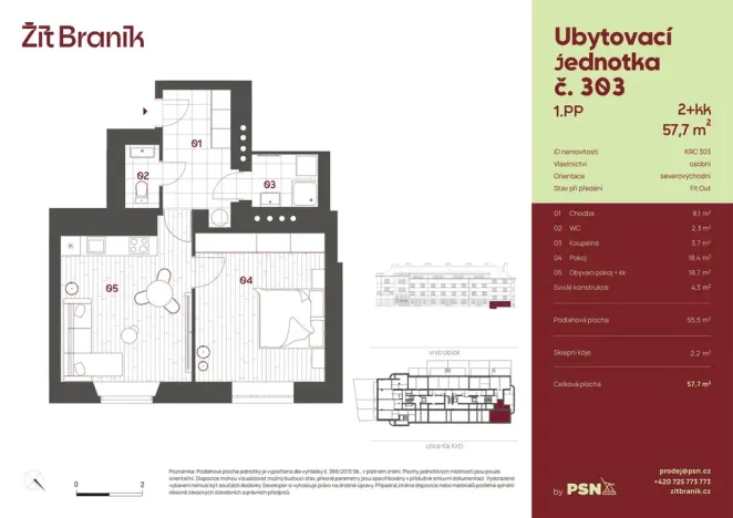 Prodej bytu 2+kk, Praha, Ke Krči, 51 m2