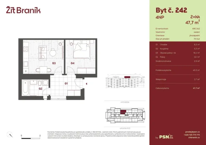 Prodej bytu 2+kk, Praha, Ke Krči, 42 m2