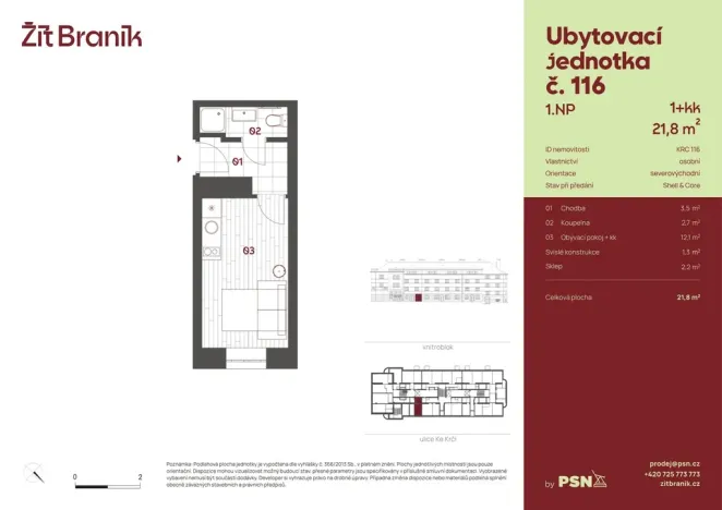 Prodej bytu 1+kk, Praha, Ke Krči, 21 m2