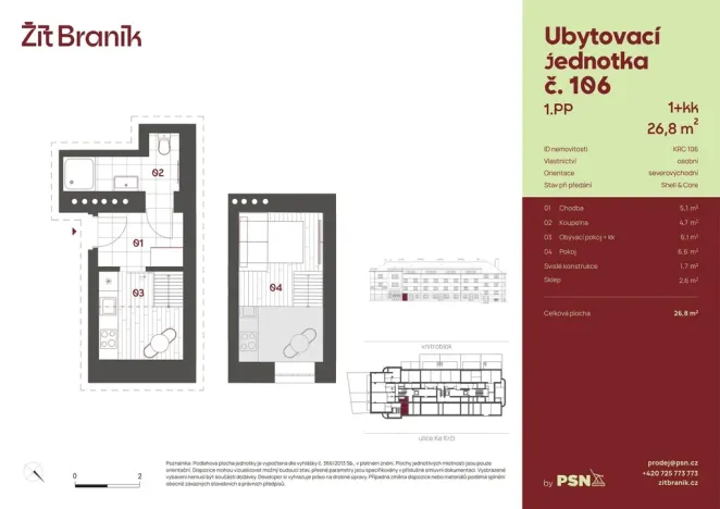 Prodej bytu 1+kk, Praha, Ke Krči, 25 m2