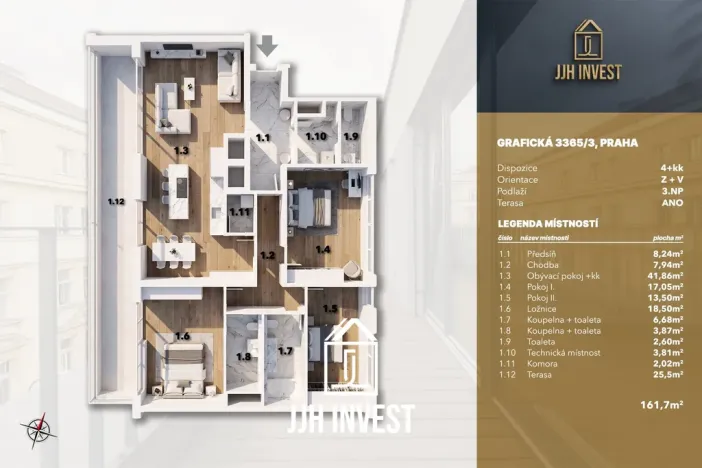 Prodej bytu 4+kk, Praha - Smíchov, Grafická, 136 m2