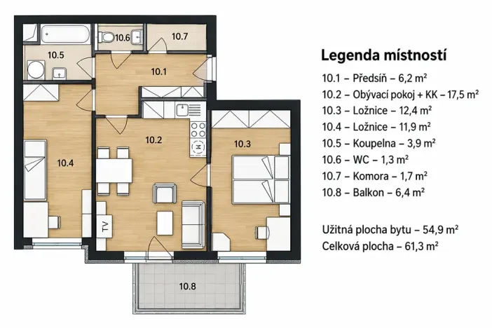 Prodej bytu 2+1, Praha - Hostivař, Vladycká, 55 m2