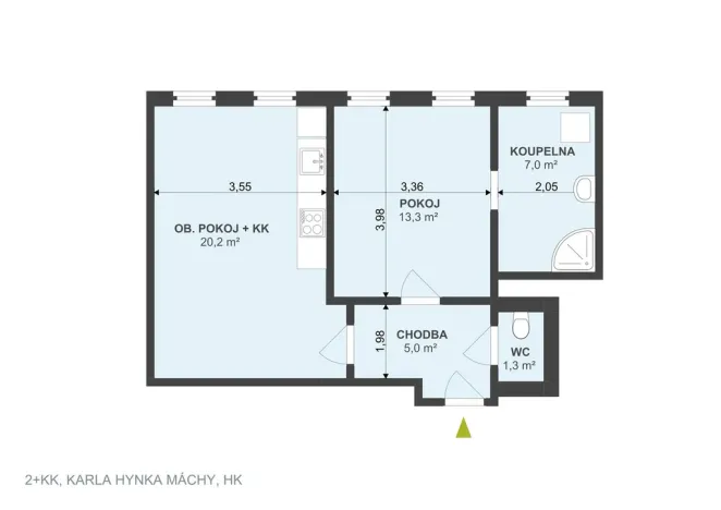 Prodej bytu 2+kk, Hradec Králové, Karla Hynka Máchy, 44 m2
