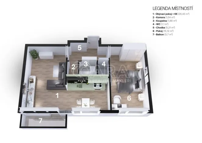 Pronájem bytu 2+kk, Ostrava - Výškovice, Staňkova, 50 m2