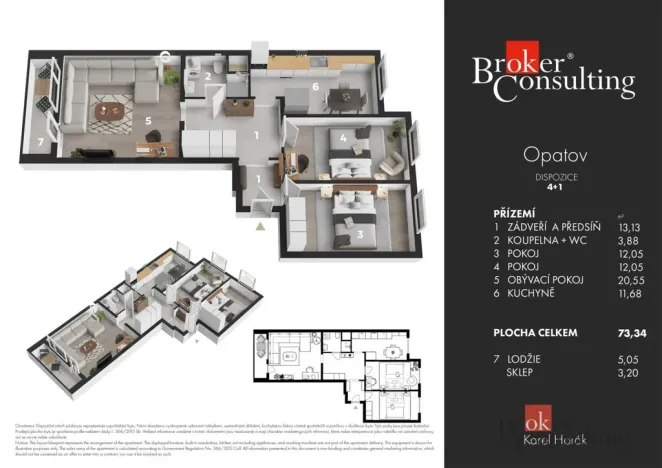 Prodej bytu 3+1, Praha - Chodov, Nad Opatovem, 73 m2