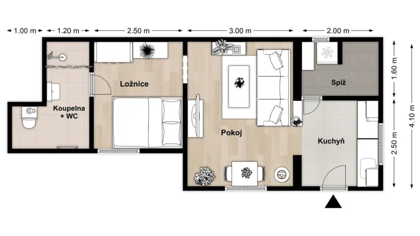 Pronájem bytu 2+kk, Chýnice, Mlejnská, 33 m2