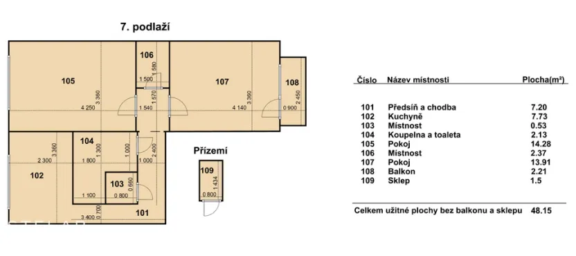 Prodej bytu 2+1, Brno, Žebětínská, 48 m2