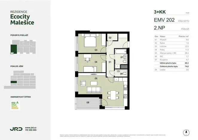 Prodej bytu 3+kk, Praha - Malešice, Univerzitní, 75 m2