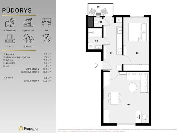 Pronájem bytu 2+1, Brno, Šumavská, 54 m2