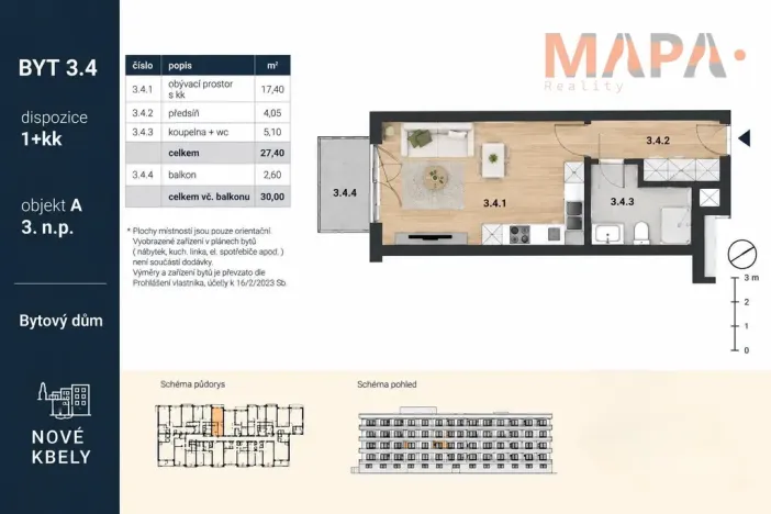 Prodej bytu 1+kk, Praha - Kbely, Mladoboleslavská, 27 m2
