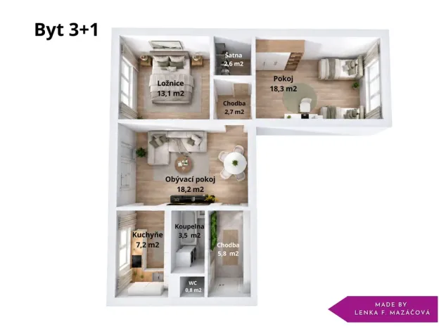 Prodej bytu 3+1, Litovel, Gemerská, 72 m2