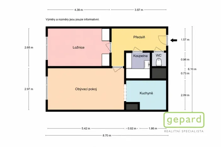 Prodej bytu 2+kk, Praha - Komořany, Za sídlištěm, 47 m2
