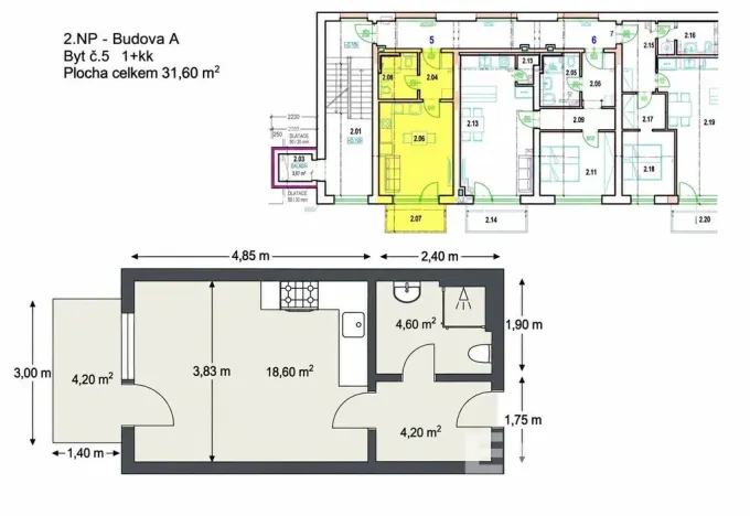 Pronájem bytu 1+kk, Břeclav, Za Bankou, 32 m2