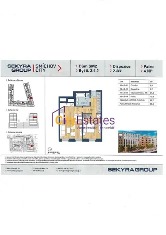 Pronájem bytu 2+kk, Praha - Smíchov, Nádražní, 56 m2