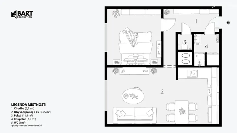 Prodej bytu 2+kk, Brno, Koniklecová, 49 m2