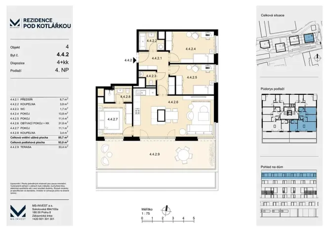 Prodej bytu 4+kk, Praha - Košíře, Leitzova, 86 m2