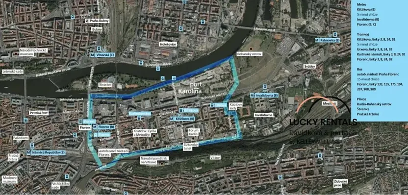 Pronájem bytu 2+kk, Praha - Karlín, U Mlýnského kanálu, 56 m2