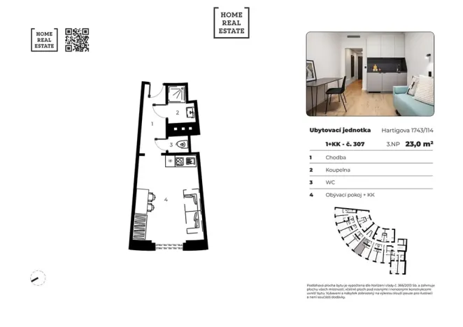 Prodej bytu 1+kk, Praha - Žižkov, Hartigova, 23 m2