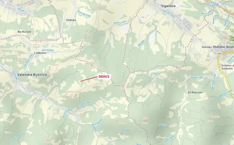 Dražba louky, Valašská Bystřice, 614 m2