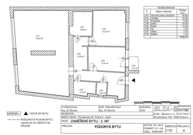 Prodej bytu 3+kk, Praha - Libeň, Primátorská, 117 m2