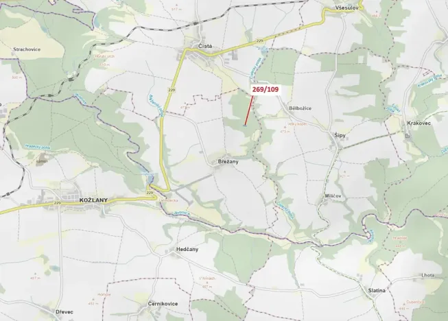 Dražba lesa, Břežany, 1949 m2