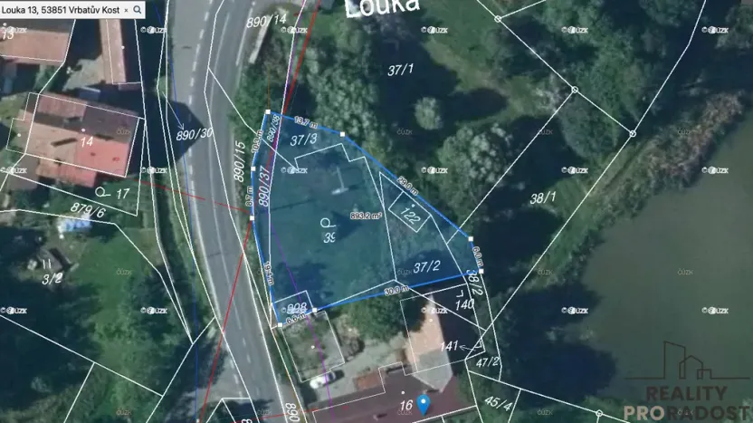 Prodej pozemku pro bydlení, Vrbatův Kostelec - Louka, 893 m2