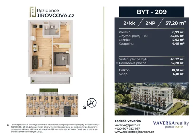 Prodej bytu 2+kk, České Budějovice, Jírovcova, 57 m2