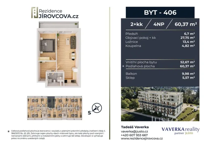 Prodej bytu 2+kk, České Budějovice, Jírovcova, 60 m2