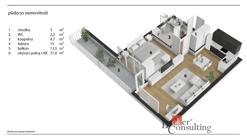 Pronájem bytu 2+kk, Pardubice - Zelené Předměstí, Boženy Vikové-Kunětické, 58 m2