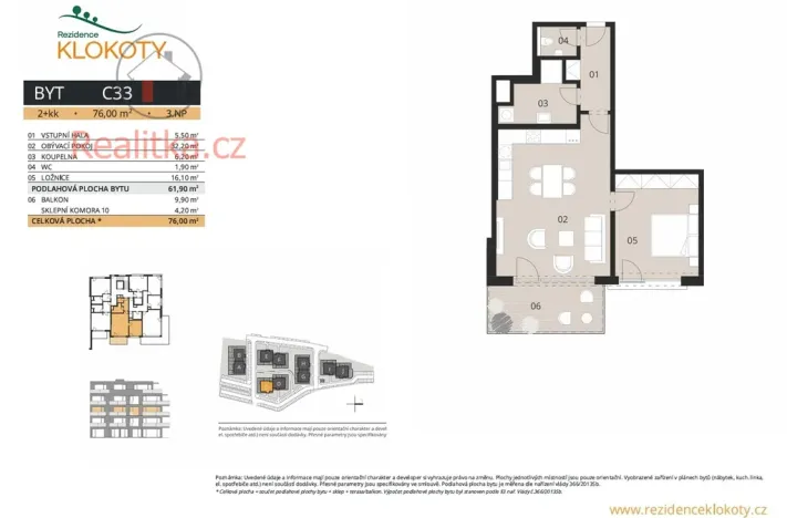 Prodej bytu 2+kk, Tábor - Klokoty, Jaroslava Vacka, 76 m2